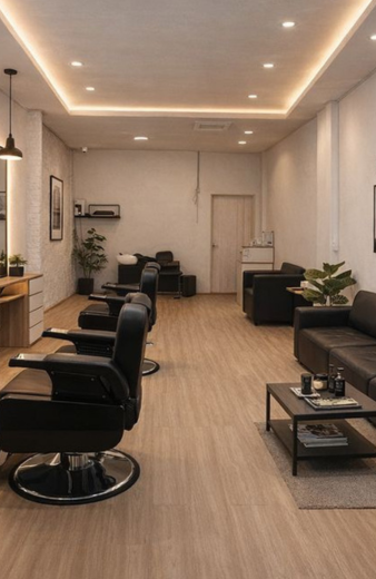 Luxury barber shop interior Royal Bros Shadnagar